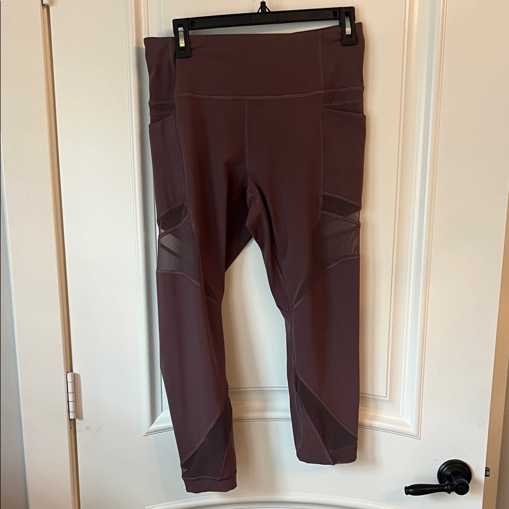 Brown Mesh Lululemon Panel Leggings